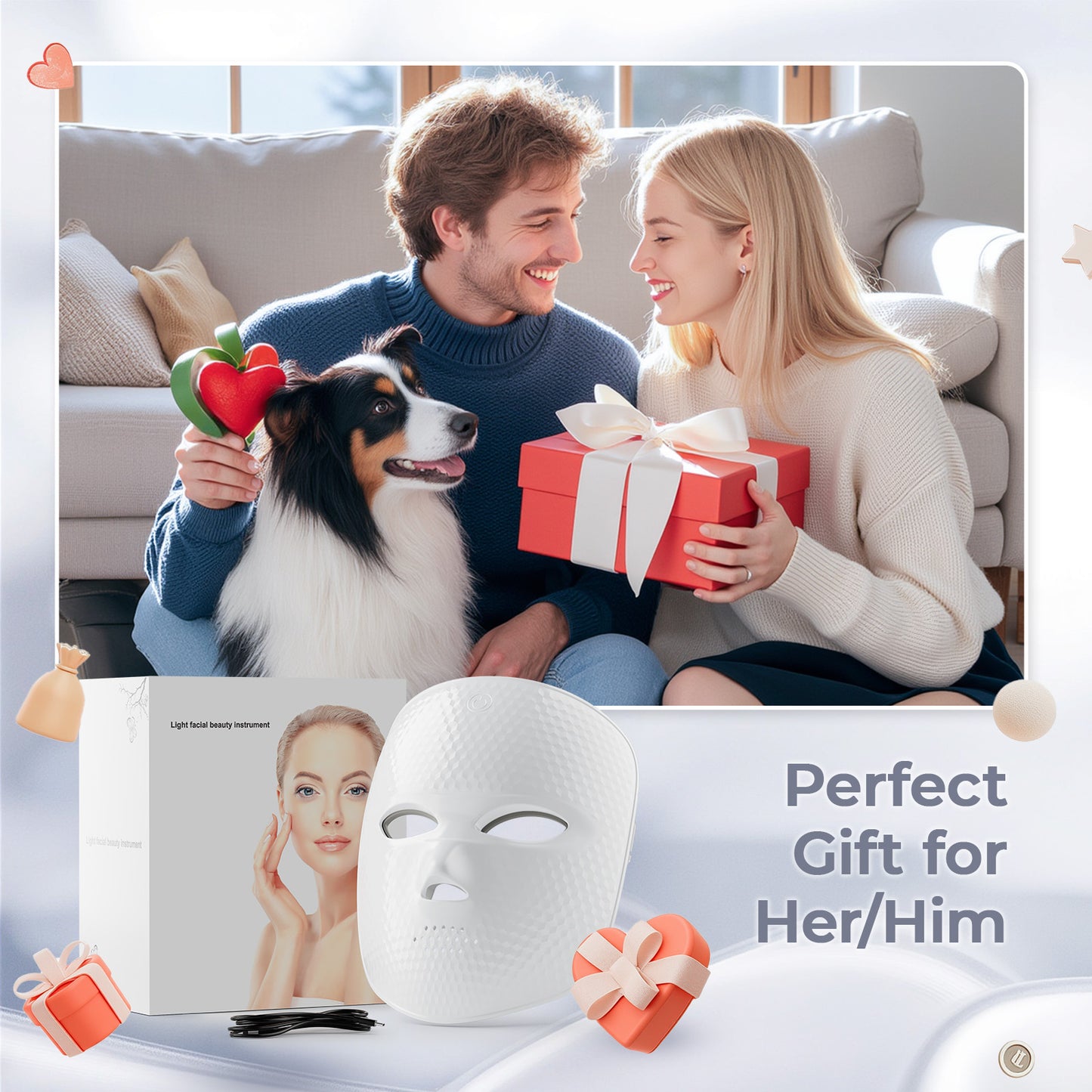 Red Light Therapy Mask for Face,Cordless LED Face Mask Light Therapy LED Silicone Mask for Home Working Travel Yoga Sleep