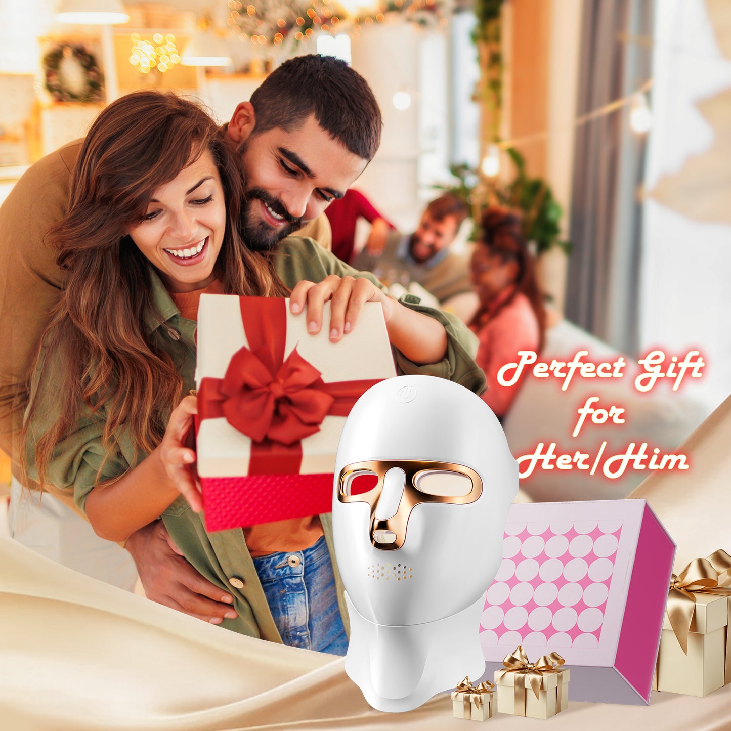 Red Light Therapy Mask for Face,Cordless LED Face Mask Light Therapy,USB C Rechargeable,Infrared Lights Masks for Home Working Travel Yoga Sleep