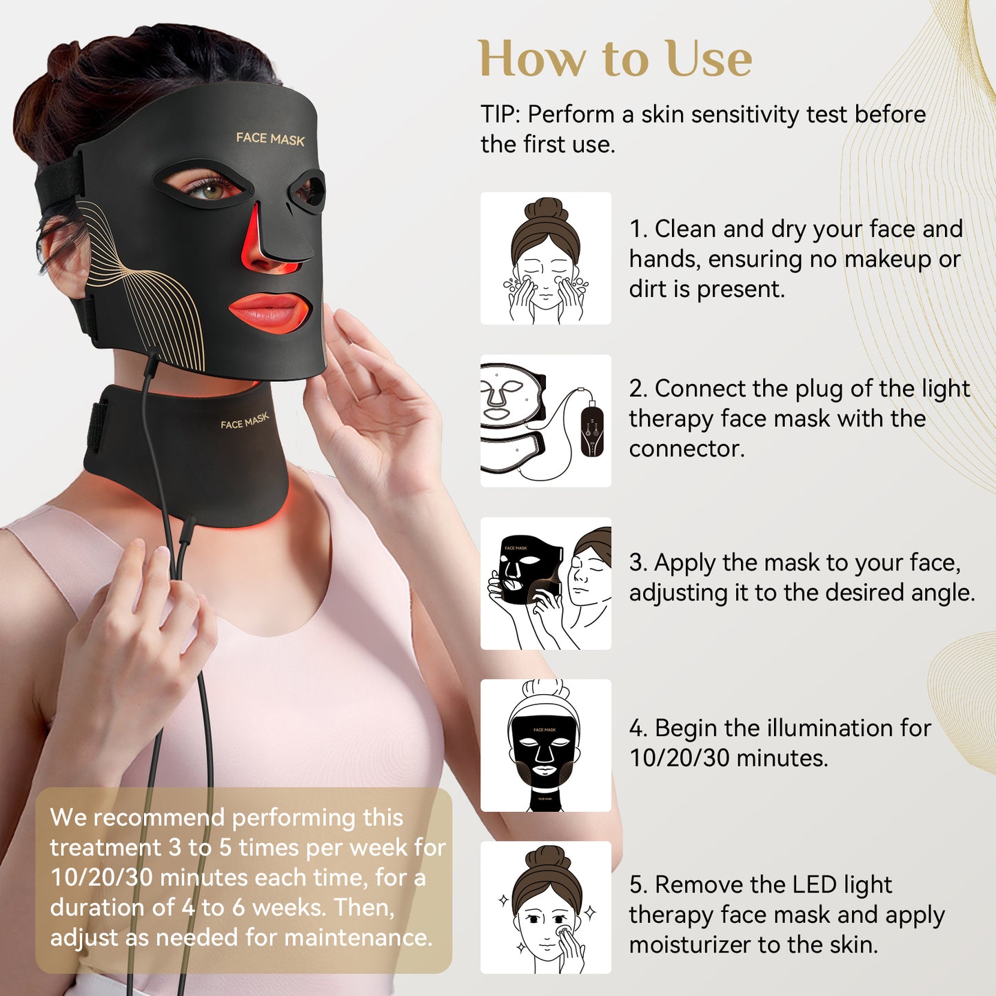LED Light Therapy Mask Skin Care, LEDs face mask & neck mask Red - Wavelength for Home Use– Advanced Skincare Made Easy