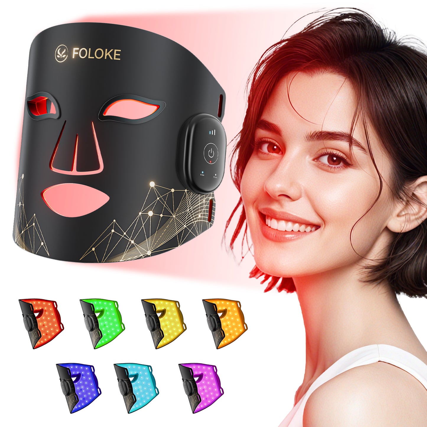 Red Light Therapy Mask for Face, Glow Wireless LED Face Mask Light Therapy with Near-Infrared Red Light (NIR), Body Beauty Machine for Care at Home