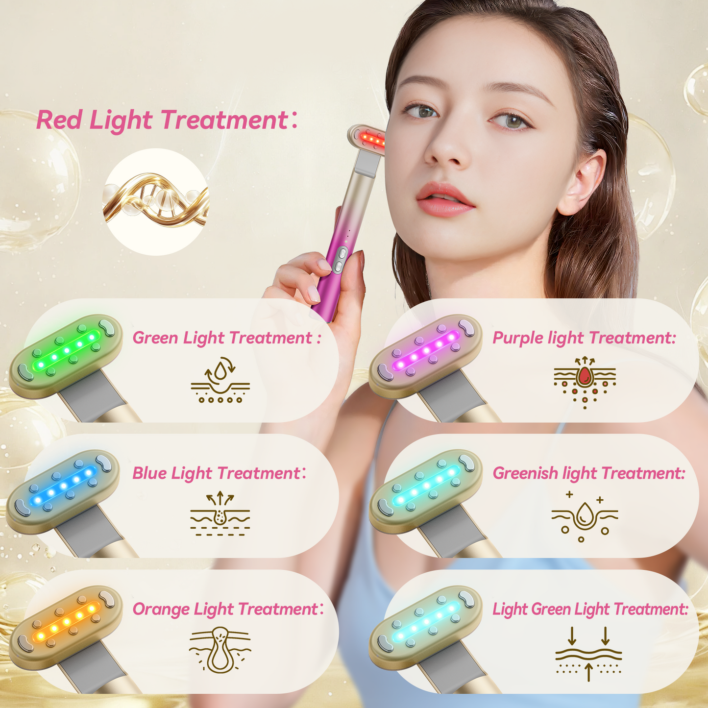 7 in 1 Red-Light-Therapy,Red Light Therapy for Face Eye Skincare Equipment at Home,Red for Skincare & Blue Rejuvenation Tool (Rose Purple)