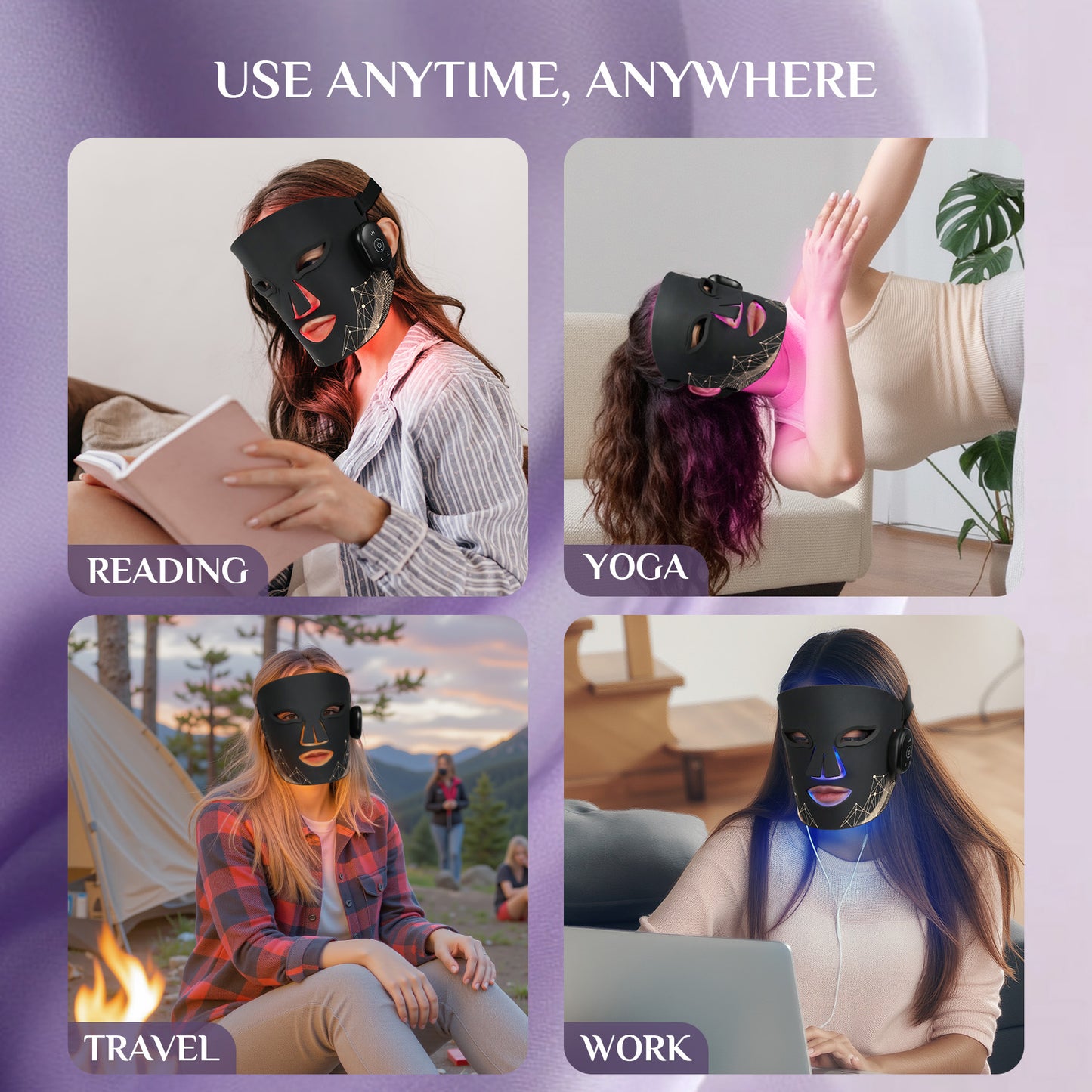 Red Light Therapy Mask for Face, Glow Wireless LED Face Mask Light Therapy with Near-Infrared Red Light (NIR), Body Beauty Machine for Care at Home