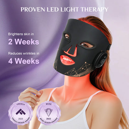 Red Light Therapy Mask for Face, Glow Wireless LED Face Mask Light Therapy with Near-Infrared Red Light (NIR), Body Beauty Machine for Care at Home