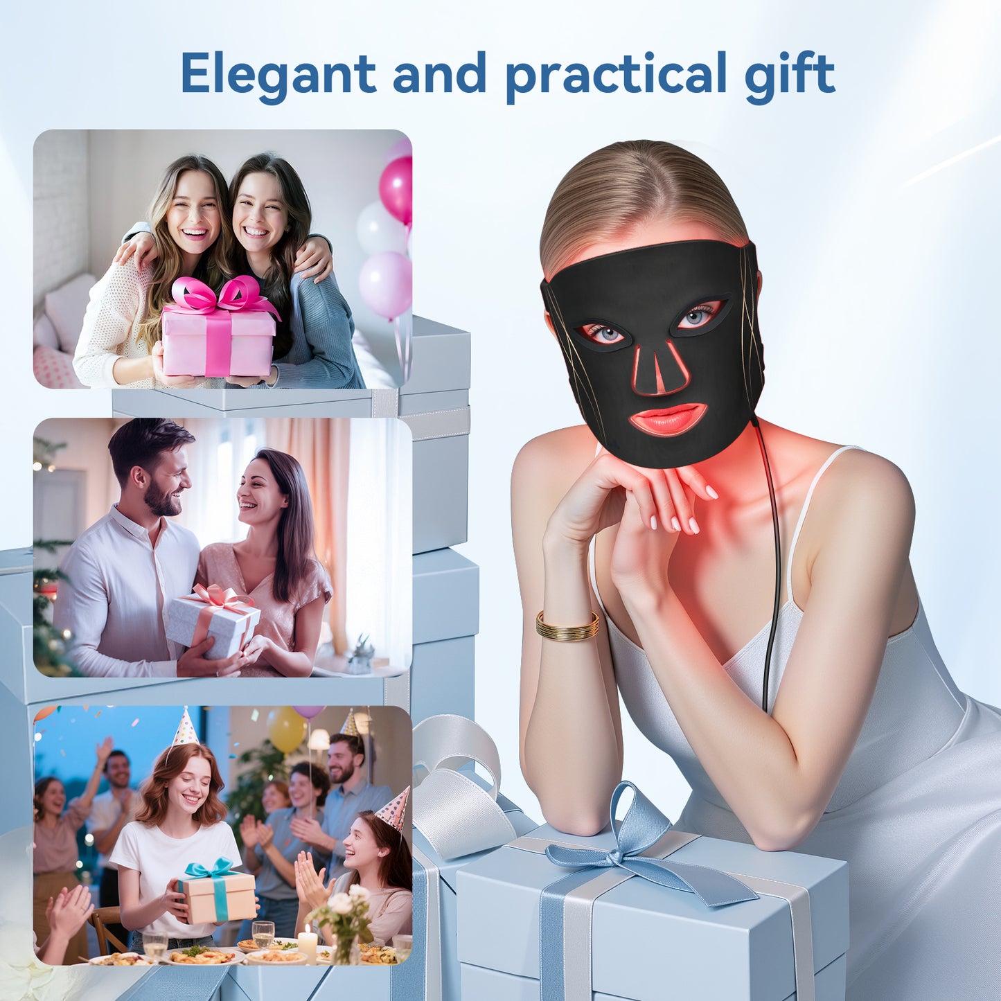 LED Light Therapy Mask Skin Care Mask, LED Red 630±5nm & NIR 830nm Wavelength for Home Use