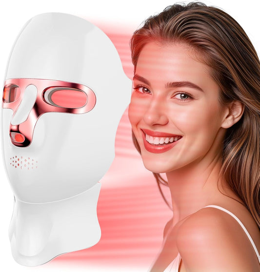 Red Light Therapy Mask for Face,LED Face Mask for Skin Care, 7 Colors Portable Red Light Face Mask, Facail Skin Care Mask for Home & Travel Use (Rose Pink)