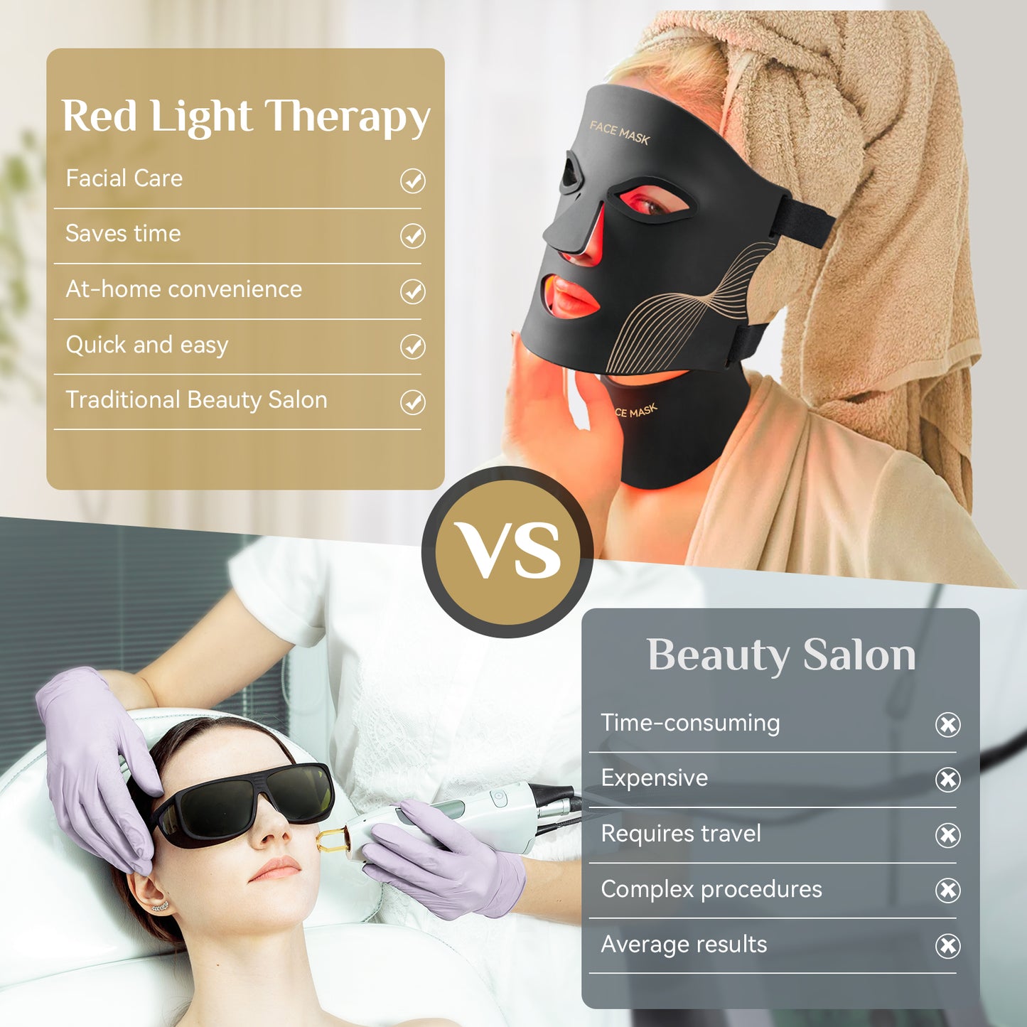LED Light Therapy Mask Skin Care, LEDs face mask & neck mask Red - Wavelength for Home Use– Advanced Skincare Made Easy