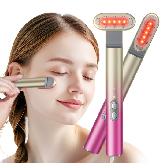7 in 1 Red-Light-Therapy，Red Light Therapy for Face Eye Skincare Equipment at Home，Red for Skincare & Blue Rejuvenation Tool (Rose Purple)