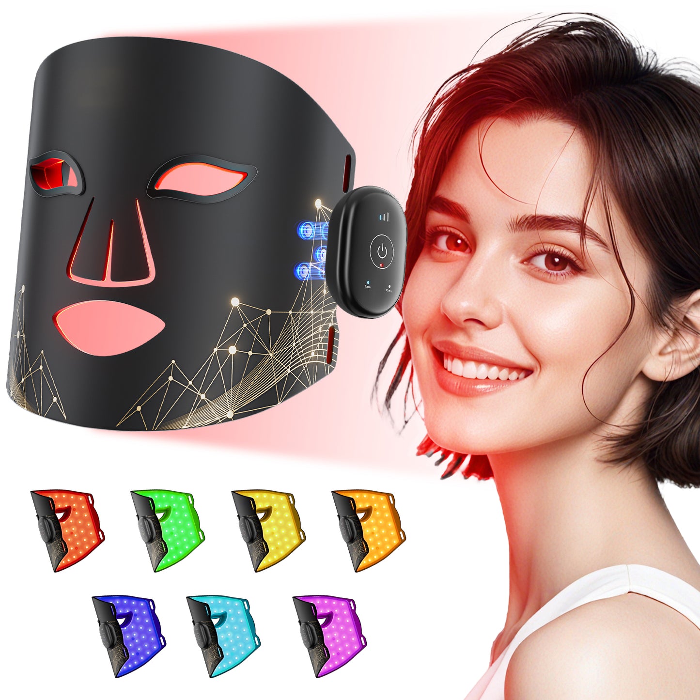 Red Light Therapy Mask for Face, Glow Wireless LED Face Mask Light Therapy with Near-Infrared Red Light (NIR), Body Beauty Machine for Care at Home