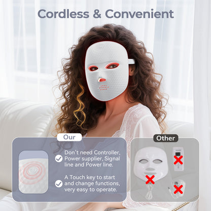 Red Light Therapy Mask for Face,Cordless LED Face Mask Light Therapy LED Silicone Mask for Home Working Travel Yoga Sleep