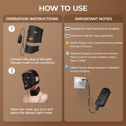 Red Light Therapy for Face,LED Face Mask Light Therapy with Neck Device,103 3-in-1 Light Beads,Remoter Rechargeable,Timing Function,Infrared Red Light Therapy Mask for Home (Maroon)