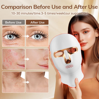 Red Light Therapy Mask for Face,Cordless LED Face Mask Light Therapy,USB C Rechargeable,Infrared Lights Masks for Home Working Travel Yoga Sleep