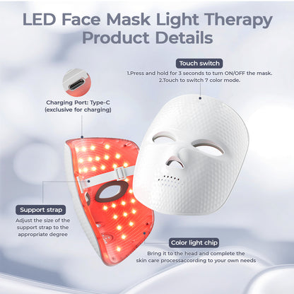 Red Light Therapy Mask for Face,Cordless LED Face Mask Light Therapy LED Silicone Mask for Home Working Travel Yoga Sleep