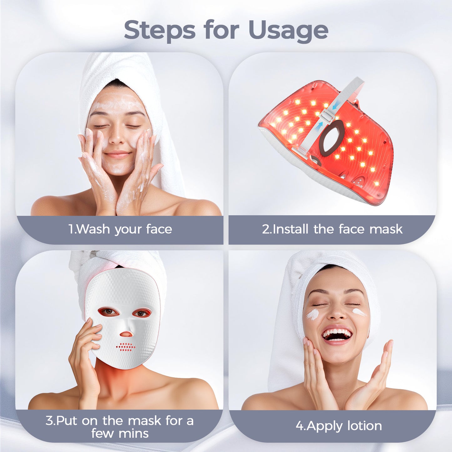 Red Light Therapy Mask for Face,Cordless LED Face Mask Light Therapy LED Silicone Mask for Home Working Travel Yoga Sleep